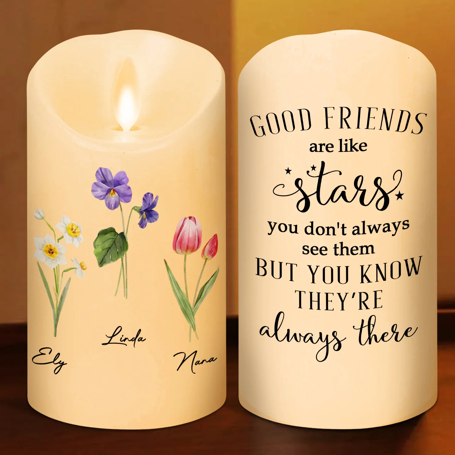 Friends Like Stars - Personalized Custom LED Candle - Image 8