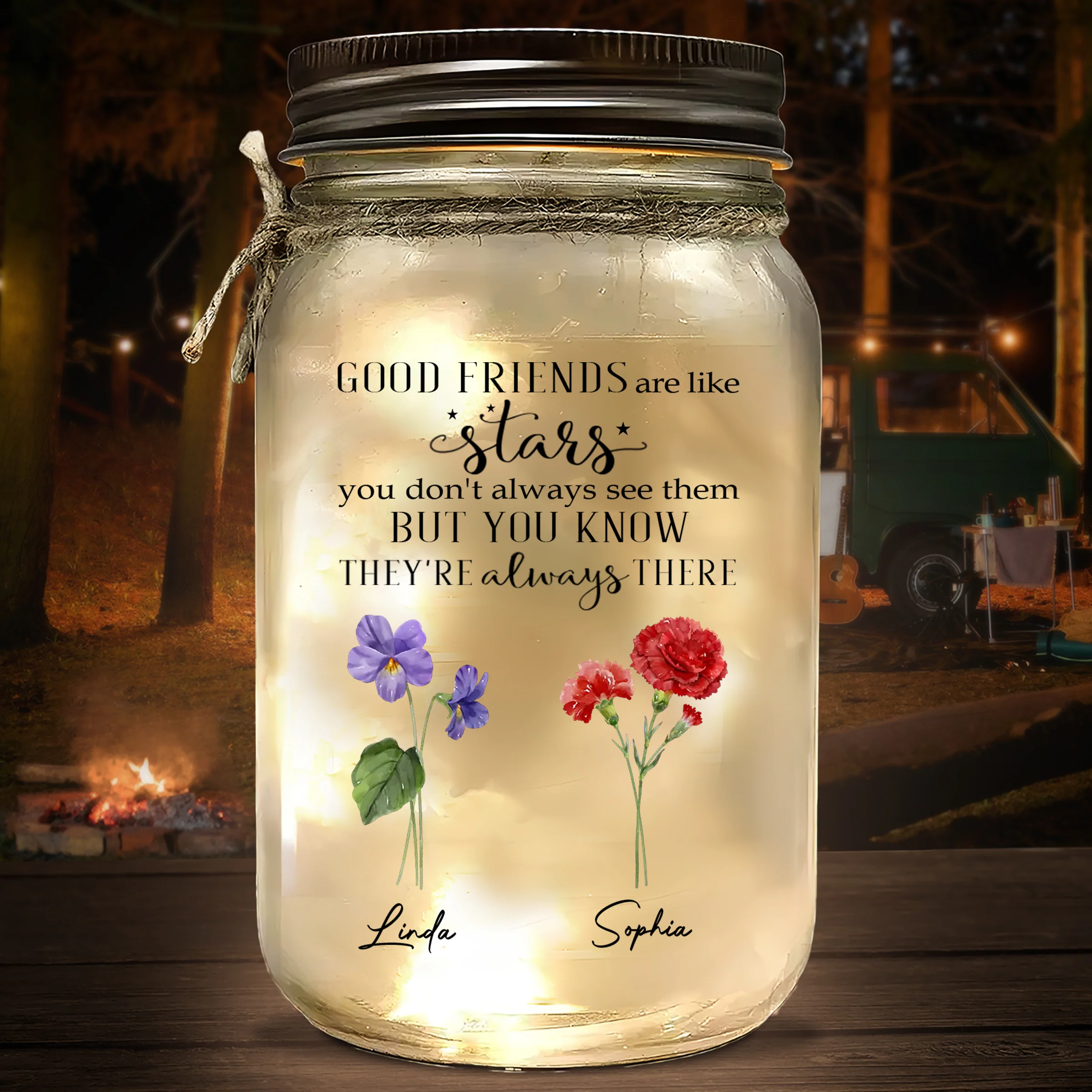 Friends Like Stars - Personalized Custom Mason Jar Light - Image 3