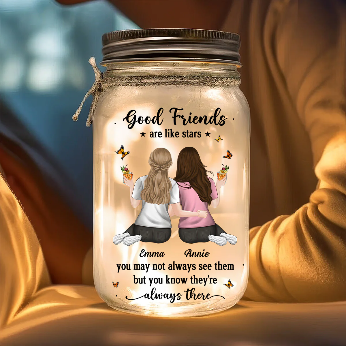Friends Like Stars - Personalized Custom Mason Jar Light - Image 3