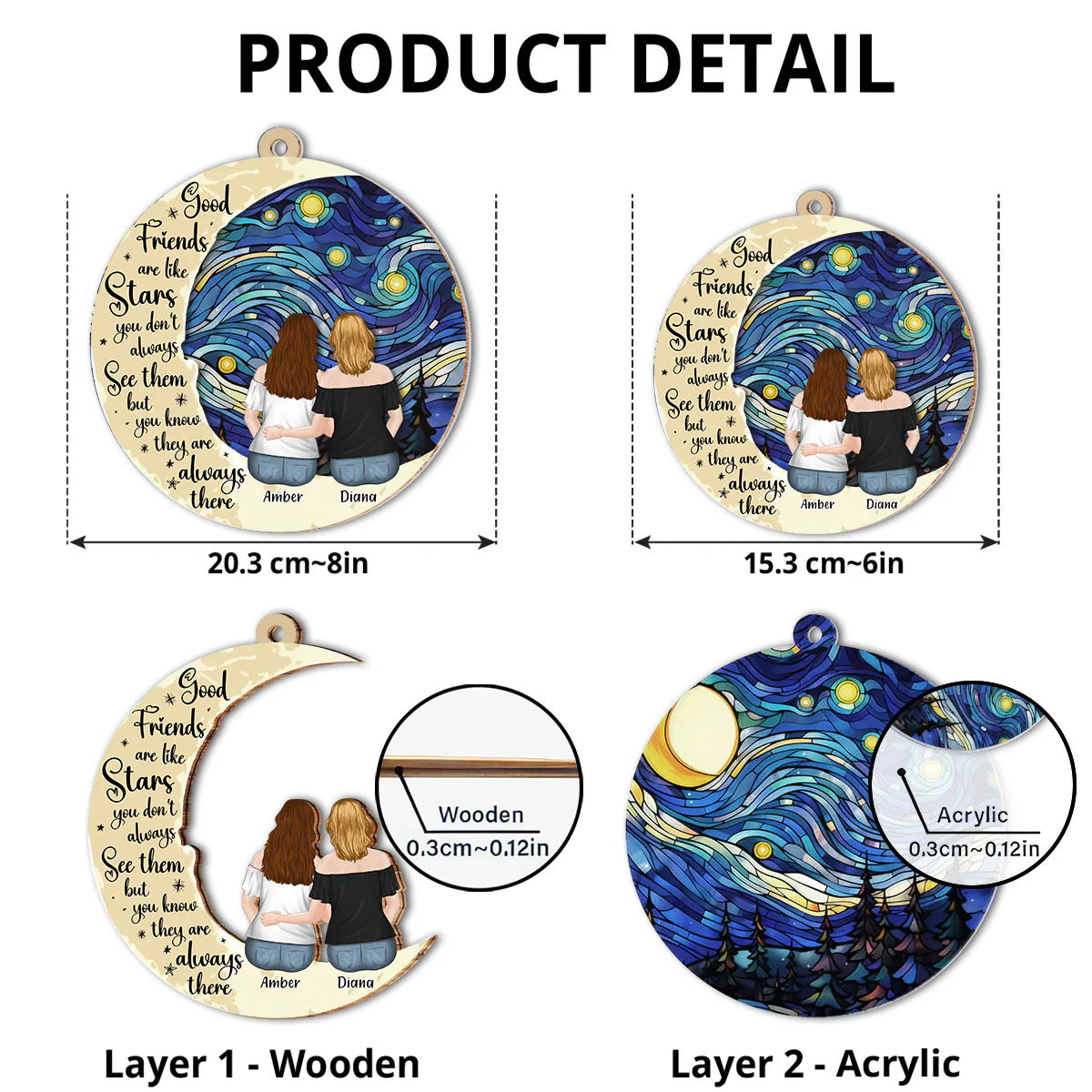 Friends Like Stars  - Personalized Custom Suncatcher - Image 4