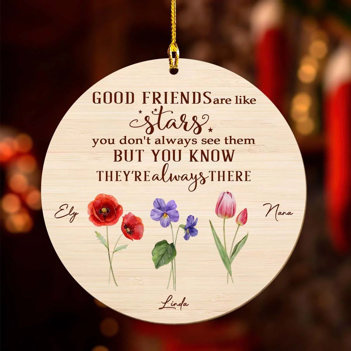 Friends Like Stars - Personalized Custom Wood Ornament - Image 2