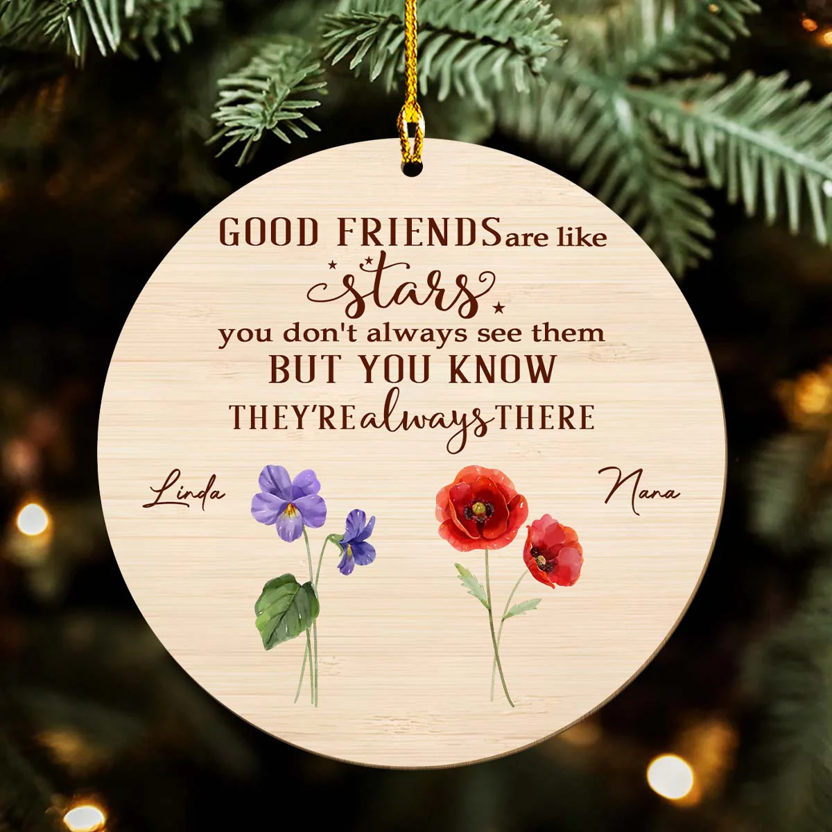 Friends Like Stars - Personalized Custom Wood Ornament - Image 4