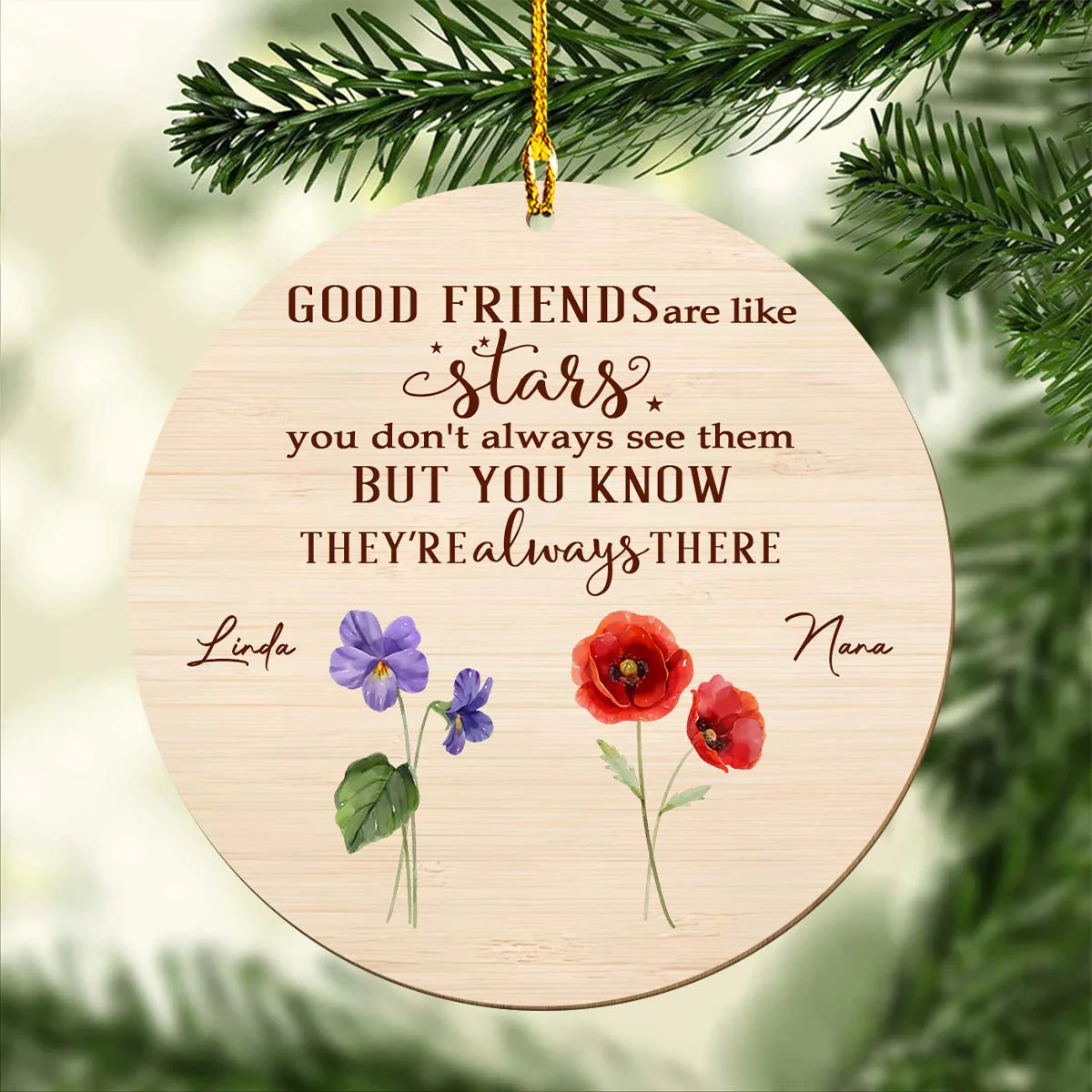 Friends Like Stars - Personalized Custom Wood Ornament - Image 5