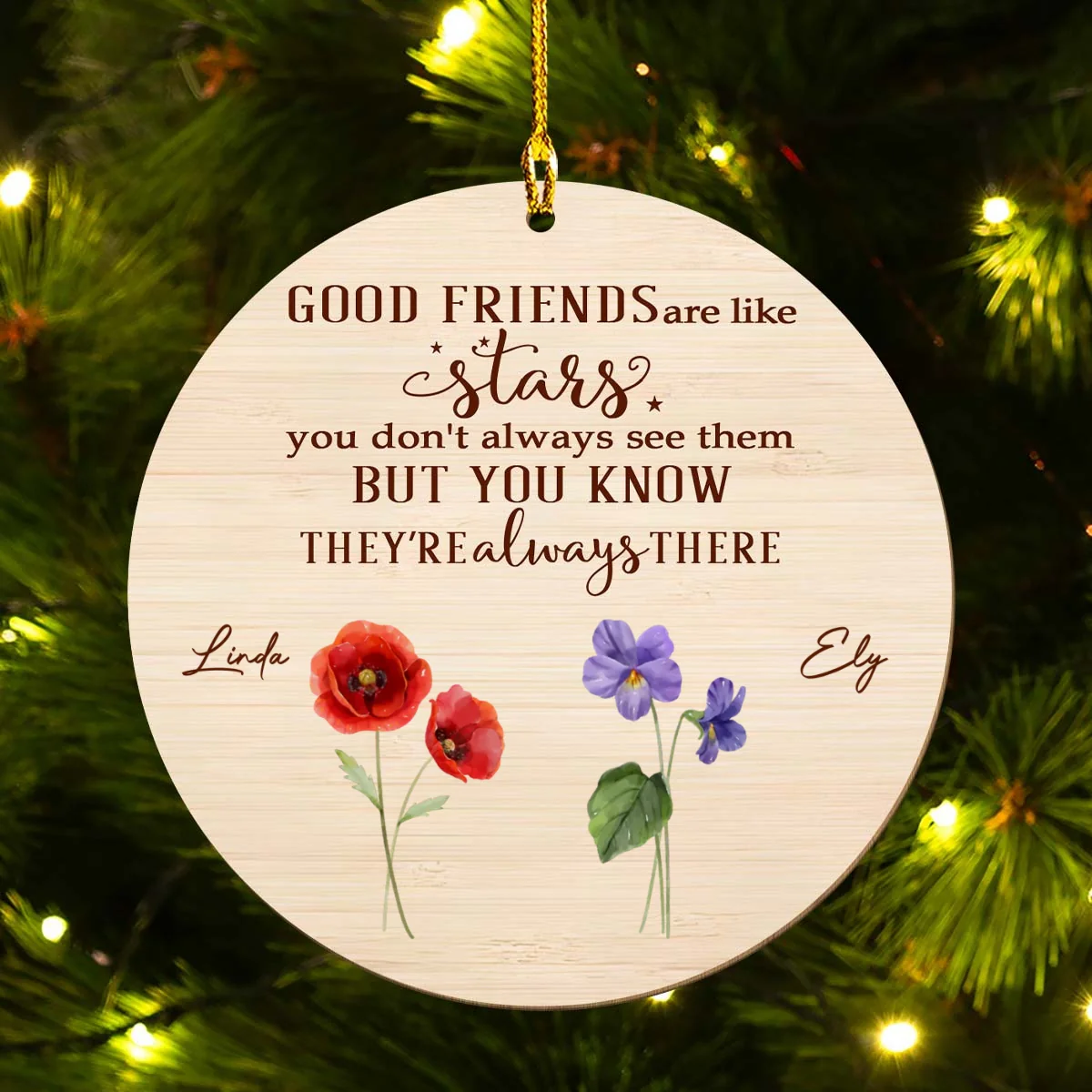Friends Like Stars - Personalized Custom Wood Ornament - Image 6