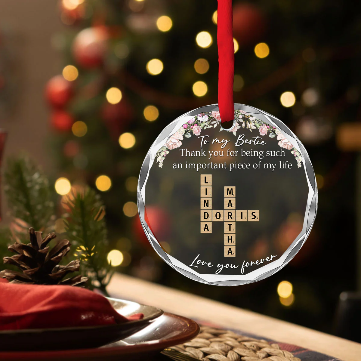 Friends Make Everything Easier  - Personalized Custom Glass Ornament - Image 3