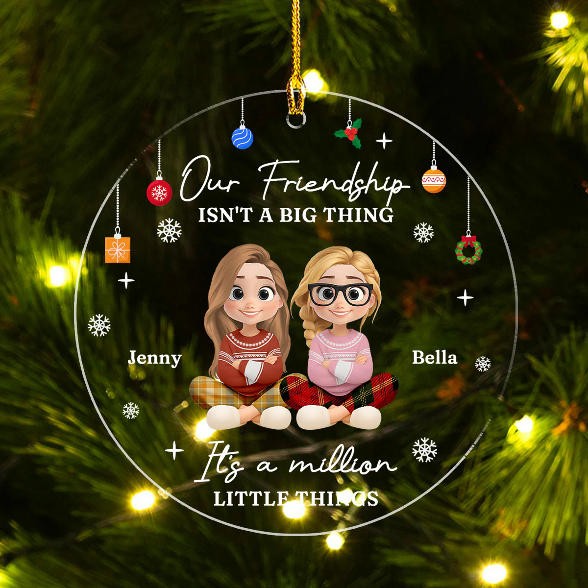 Friends Make Life More Beautiful - Personalized Custom Acrylic Ornament - Image 2
