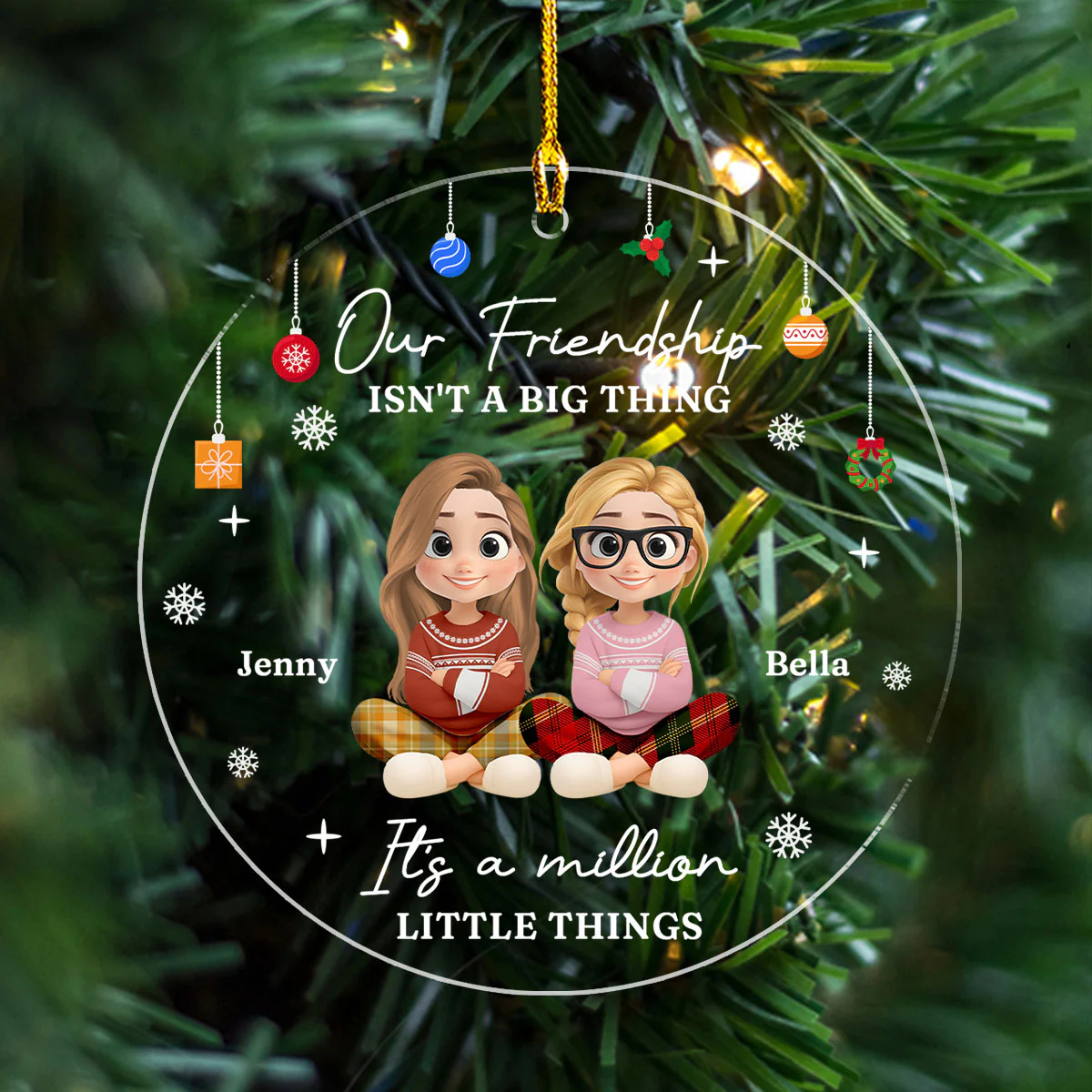 Friends Make Life More Beautiful - Personalized Custom Acrylic Ornament - Image 5