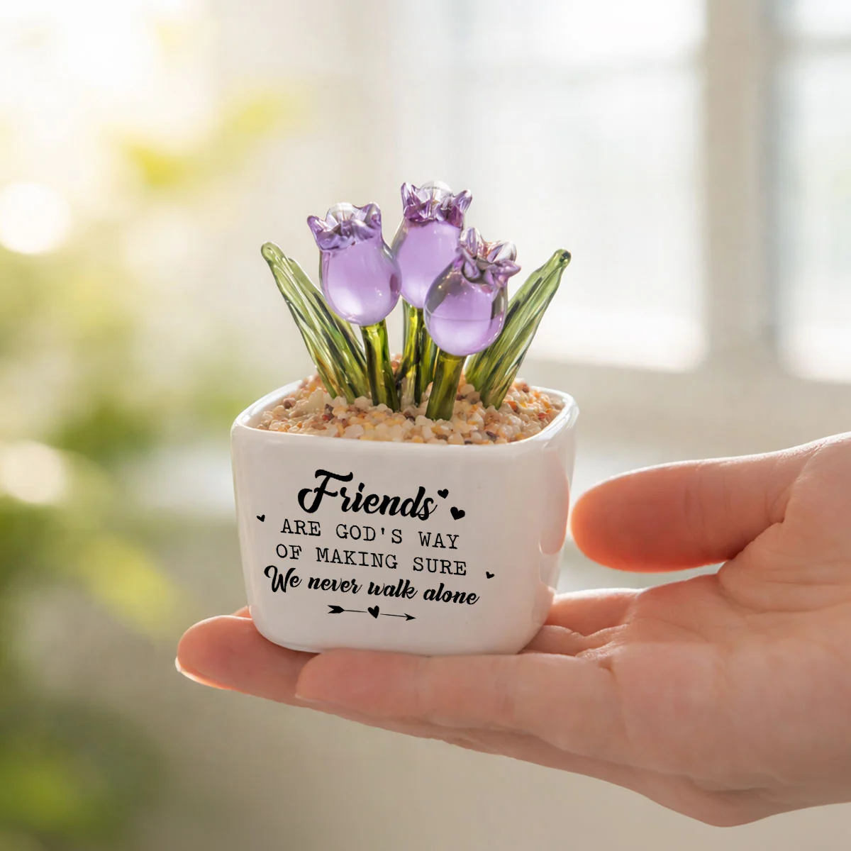 Friends Never Walk Alone - Personalized Custom Glass Everlasting Tulips - Image 3