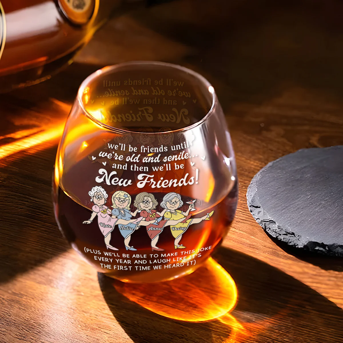 Friends Through Time - Personalized Custom Wine Glass - Image 2