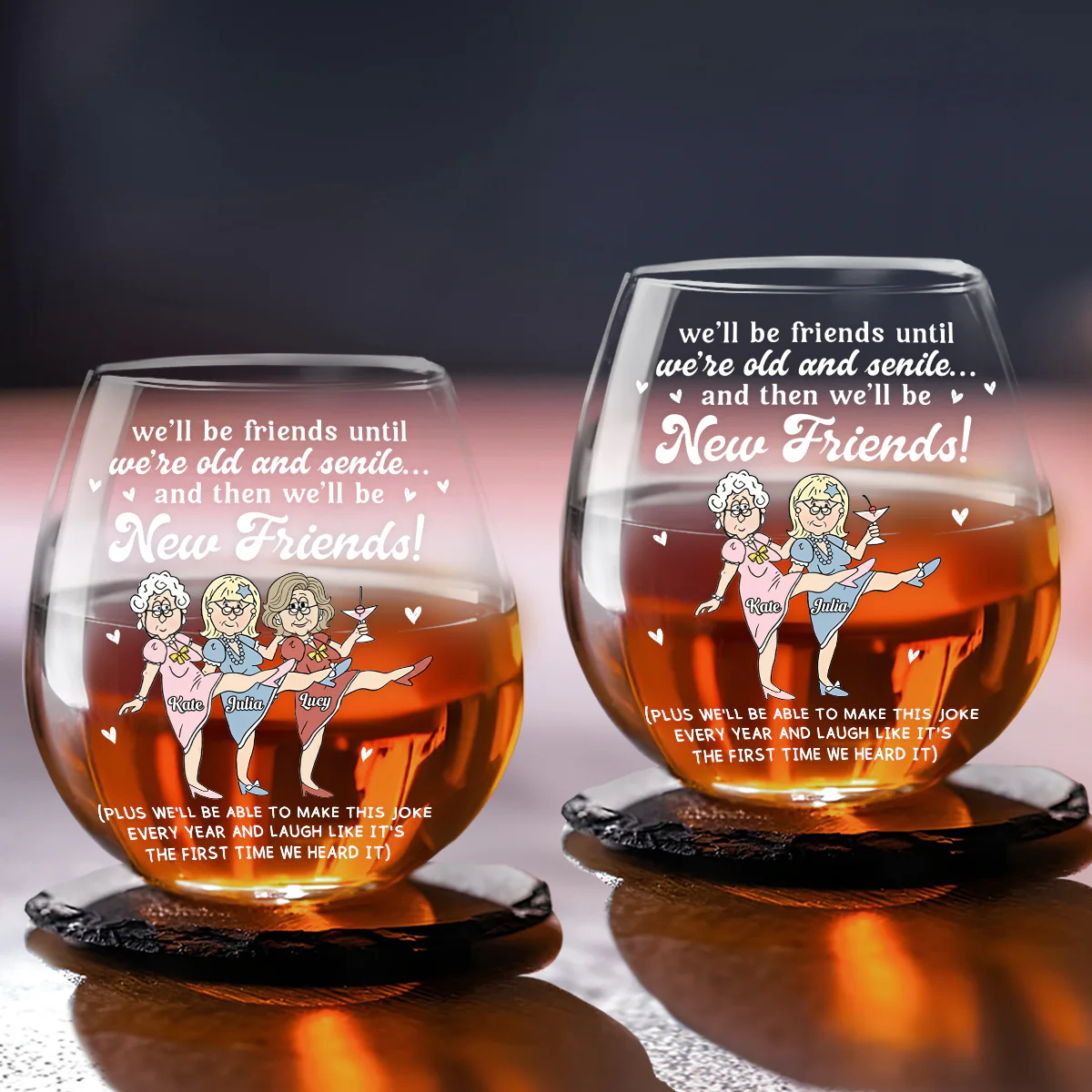 Friends Through Time - Personalized Custom Wine Glass - Image 4