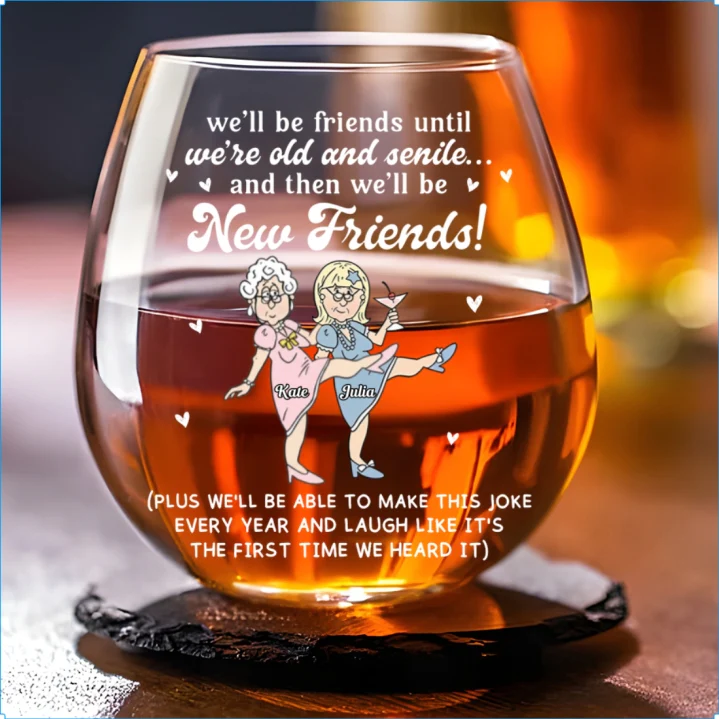 Friends Through Time - Personalized Custom Wine Glass - Image 5