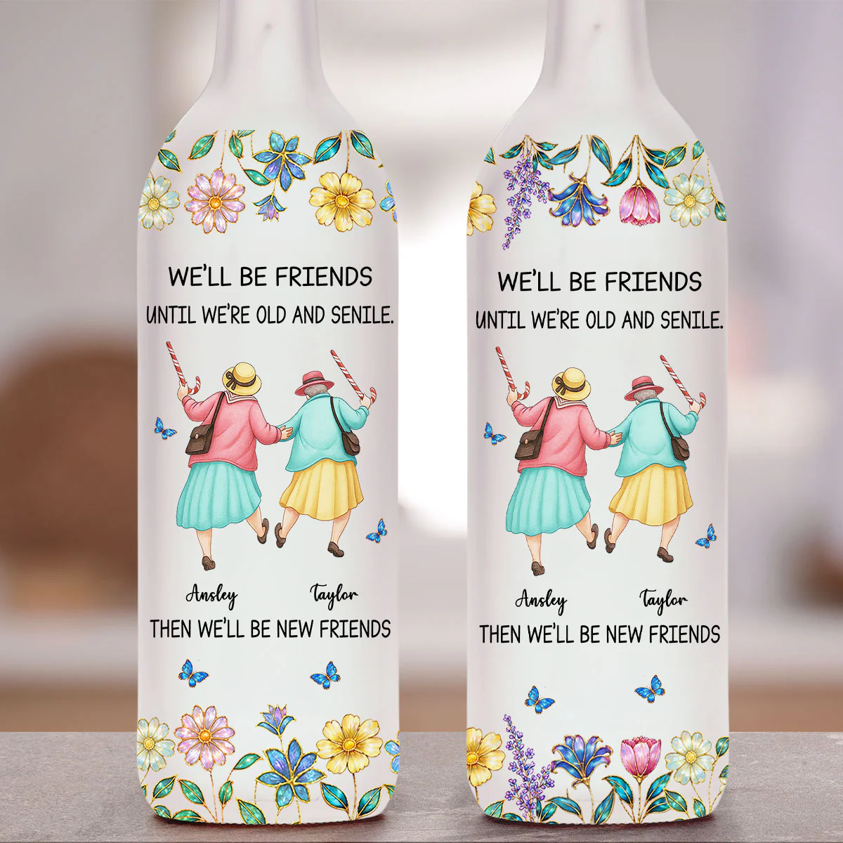 Friends Until We Are Old And Senile - Personalized Custom Bottle Lamp - Image 5
