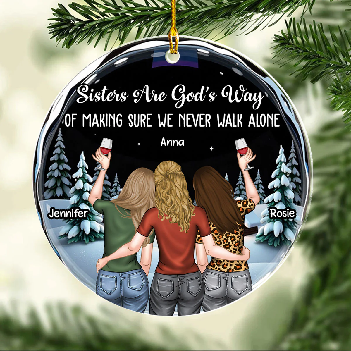 Friends We Never Walk Alone - Personalized Custom Acrylic Ornament - Image 4