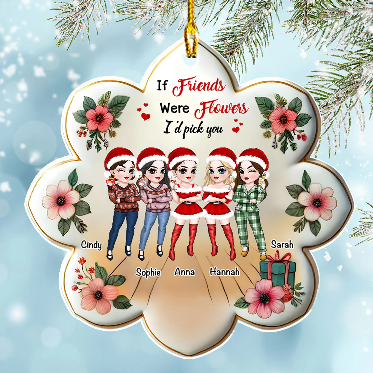 Friends Were Flowers - Personalized Custom Acrylic Ornament - Image 4