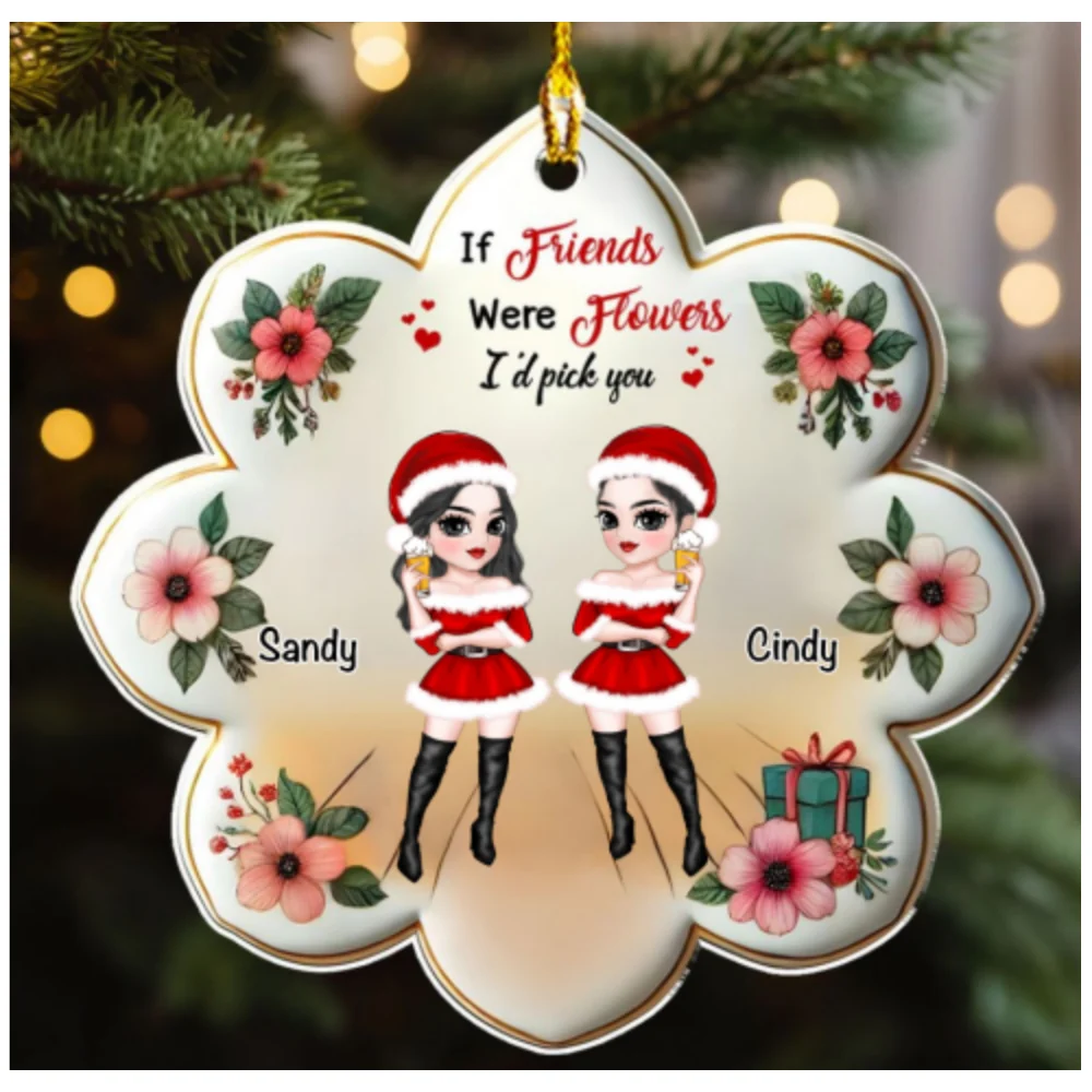 Friends Were Flowers - Personalized Custom Acrylic Ornament - Image 5