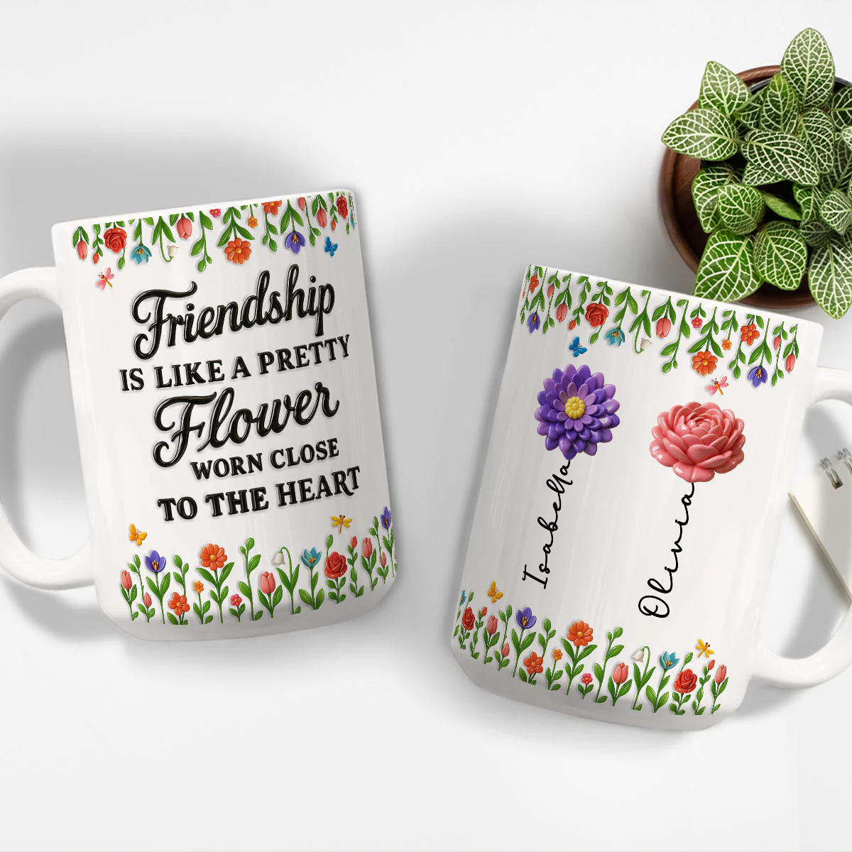 Friendship Blossoms In The Garden Of Love - Personalized Custom 3D Inflated Effect Mug - Image 3
