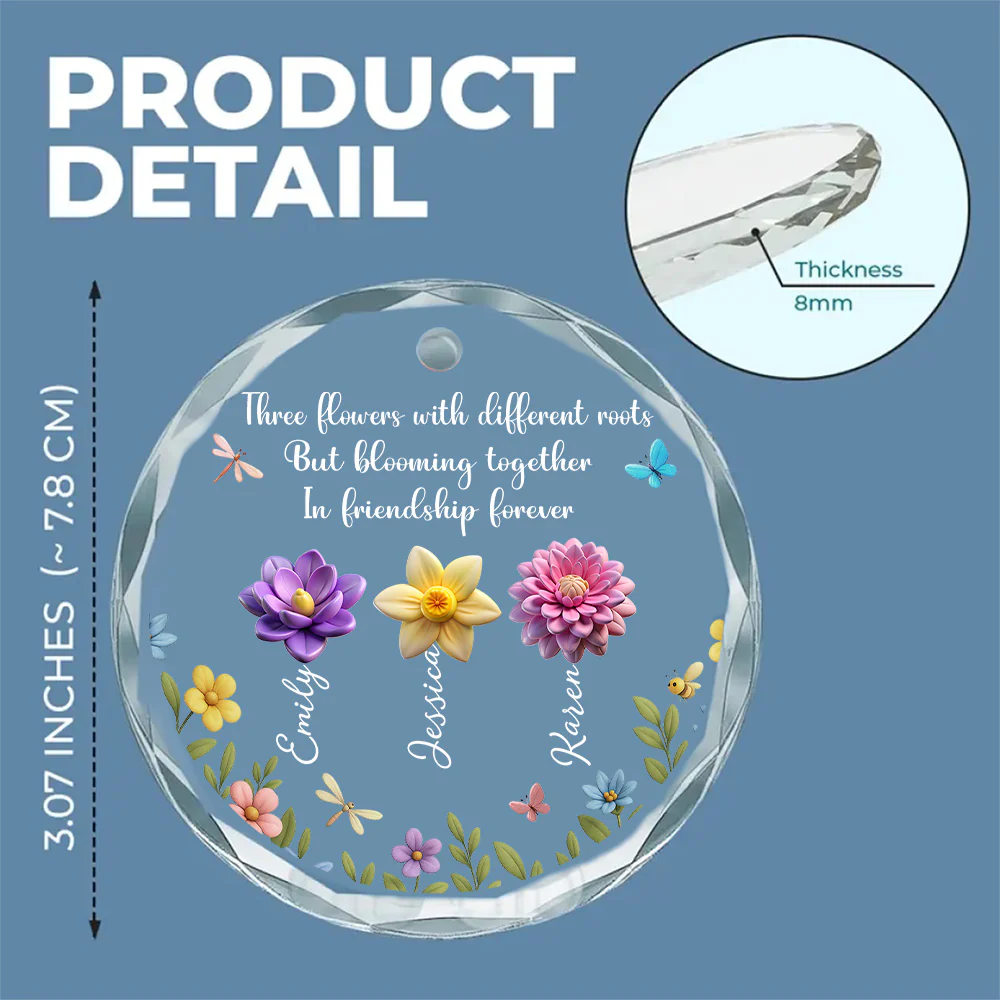 Friendship Blossoms Through Every Season - Personalized Custom Glass Ornament - Image 5