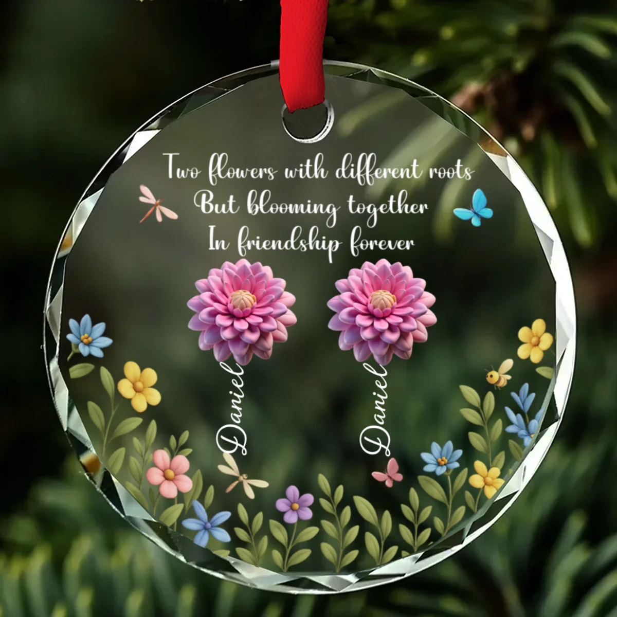 Friendship Blossoms Through Every Season - Personalized Custom Glass Ornament - Image 6