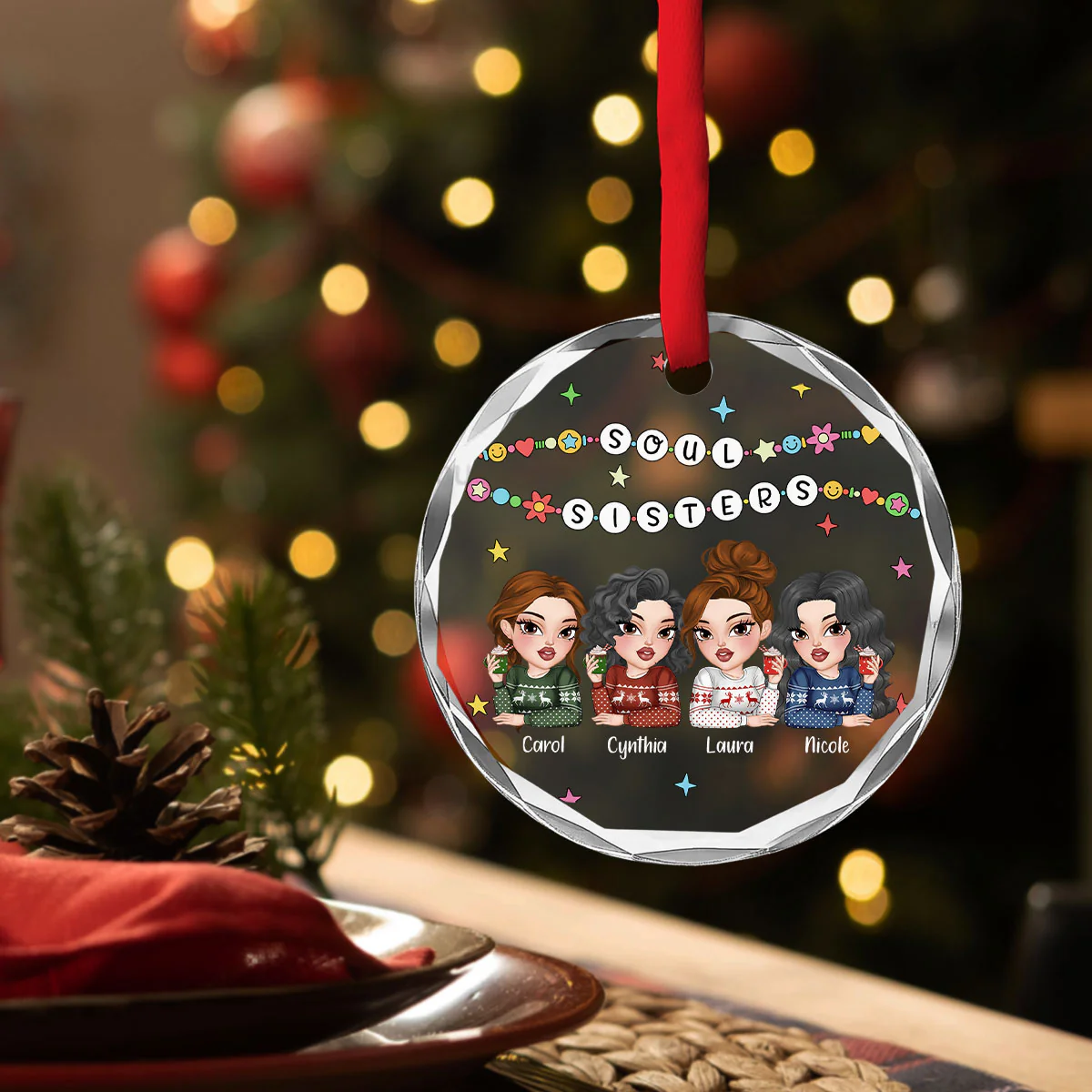 Friendship Bracelet - Personalized Custom Glass Ornament - Image 3