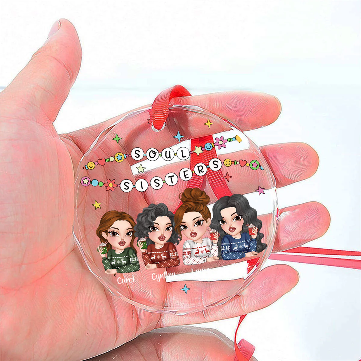 Friendship Bracelet - Personalized Custom Glass Ornament - Image 4