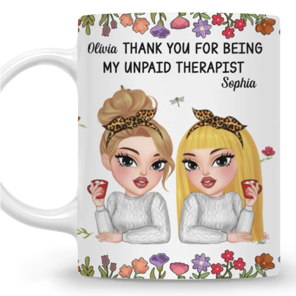Friendship Comes With Free Therapy - Personalized Custom Coffee Mug - Image 8