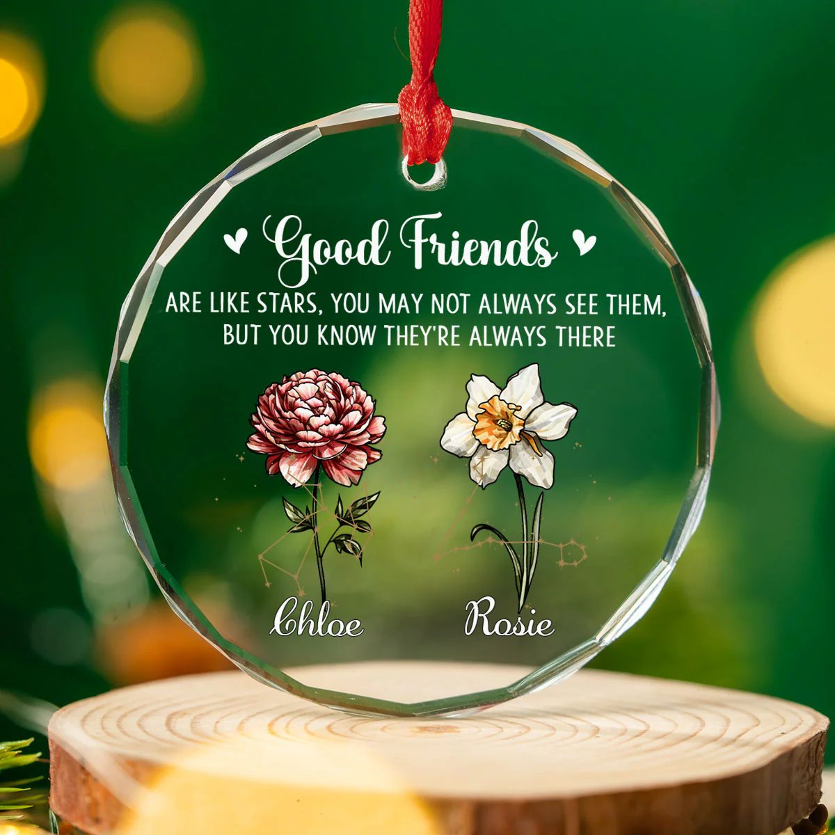 Friendship Glows Like Shining Stars - Personalized Custom Glass Ornament - Image 3