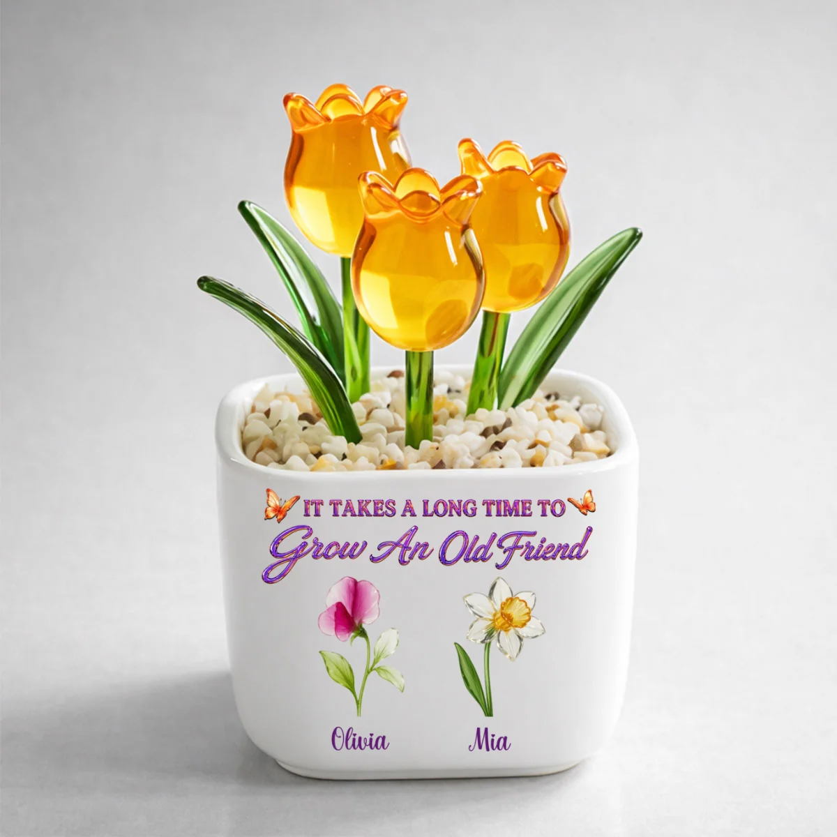 Friendship Grows Here - Personalized Custom Glass Everlasting Tulips - Image 11