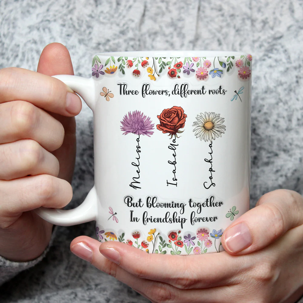 Friendship Grows Like Wildflowers Do -  Personalized Custom 3D Inflated Effect Mug - Image 2