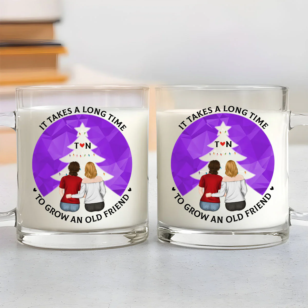 Friendship Grows Over Time - Personalized Custom Glass Mug - Image 3