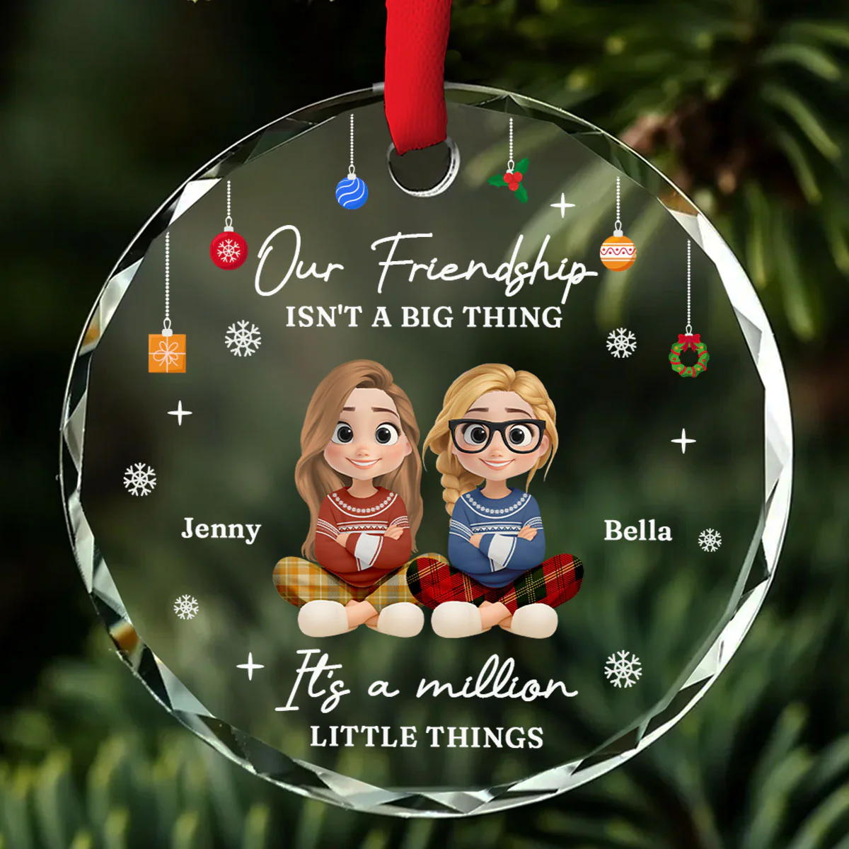 Friendship Grows Through Little Moments - Personalized Custom Glass Ornament