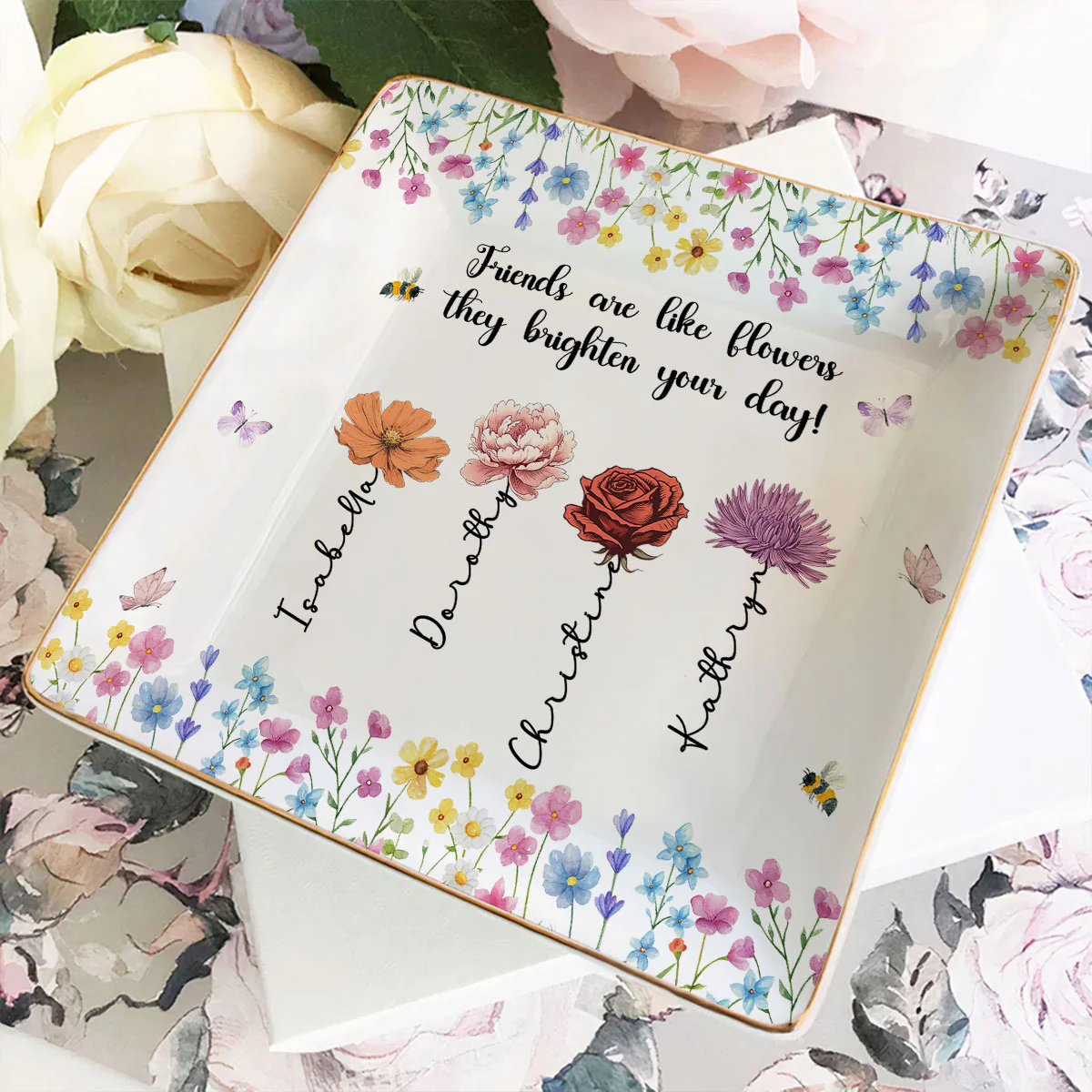 Friendship Grows With Gentle Care - Personalized Custom Jewelry Dish - Image 3