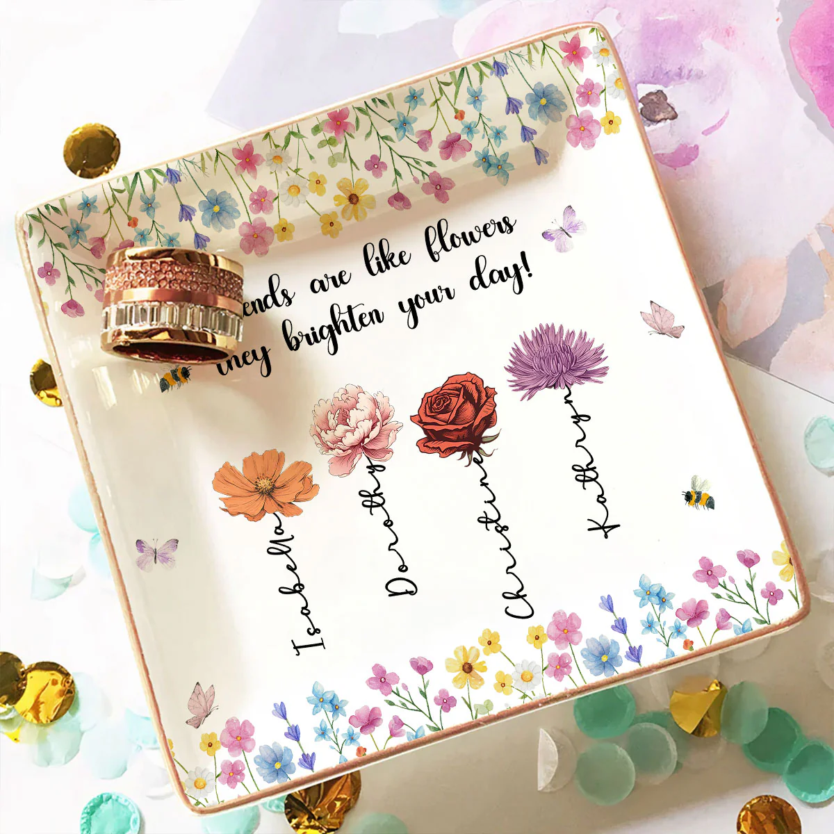 Friendship Grows With Gentle Care - Personalized Custom Jewelry Dish - Image 4