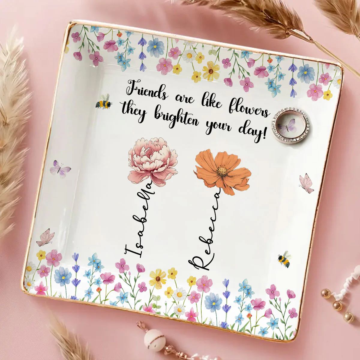 Friendship Grows With Gentle Care - Personalized Custom Jewelry Dish - Image 5