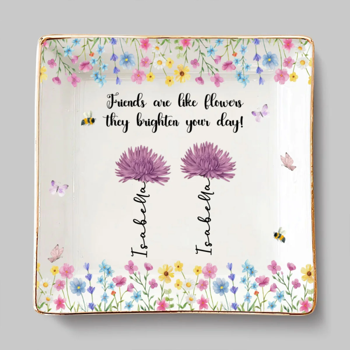 Friendship Grows With Gentle Care - Personalized Custom Jewelry Dish - Image 7