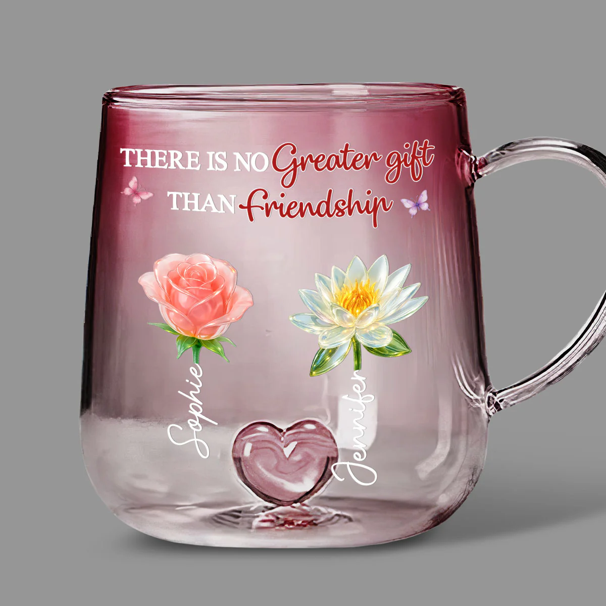 Friendship Is A Gift - Personalized Custom Pink Gradient Glass Mug - Image 4