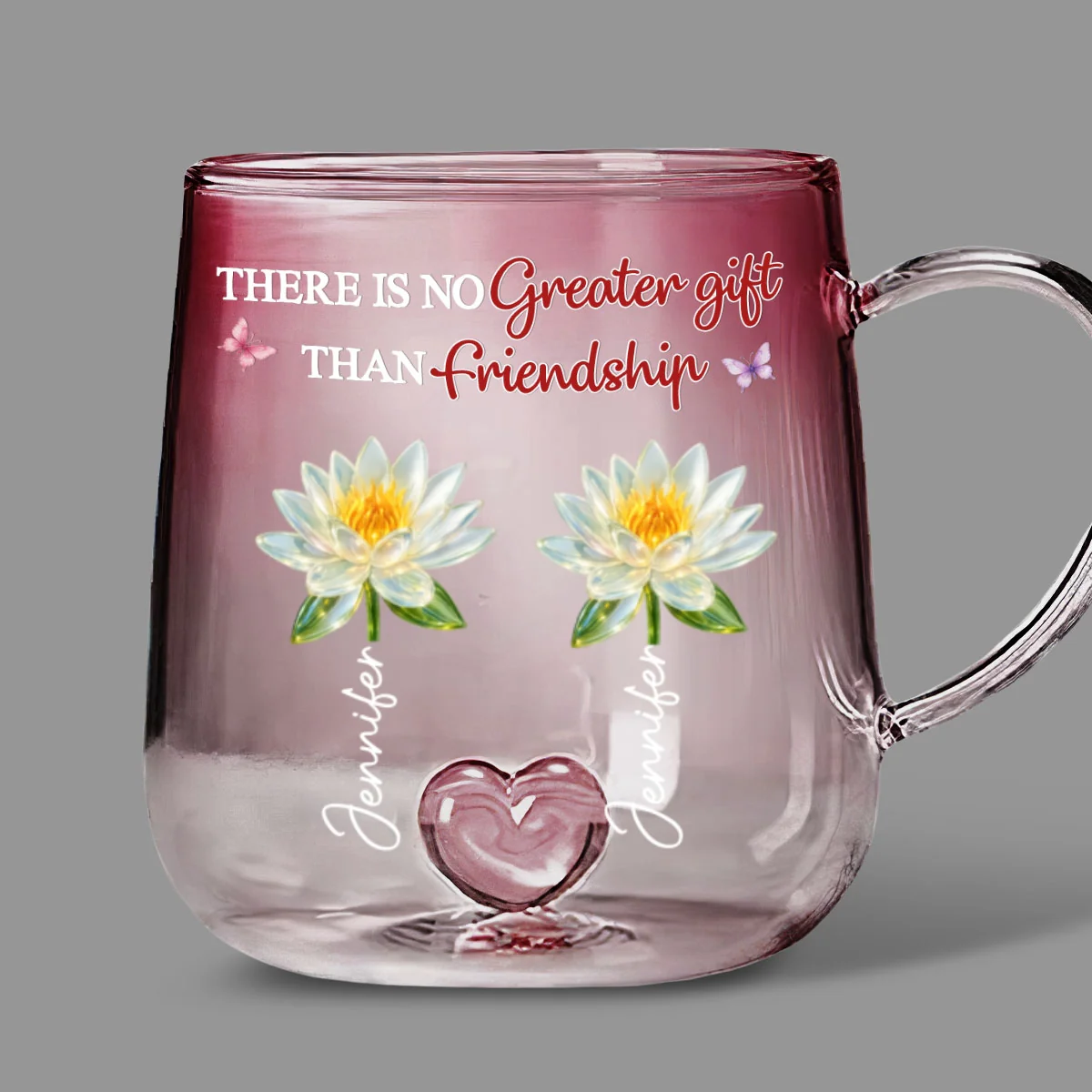 Friendship Is A Gift - Personalized Custom Pink Gradient Glass Mug - Image 7
