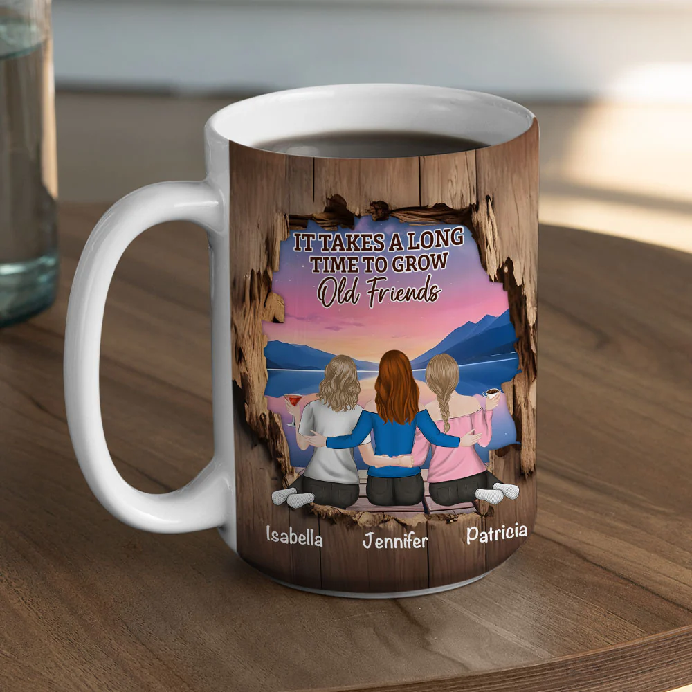 Friendship Is A Journey That Lasts A Lifetime - Personalized Custom Coffee Mug - Image 8