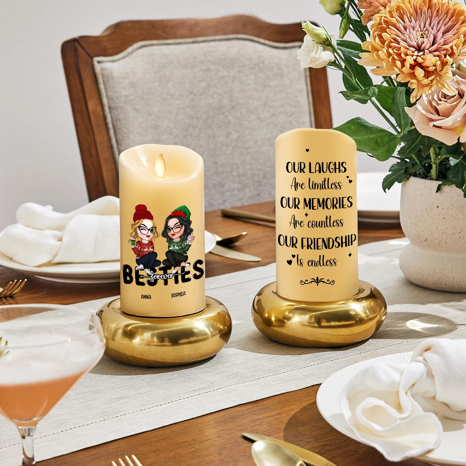 Friendship Is Endless - Personalized Custom LED Candle - Image 2