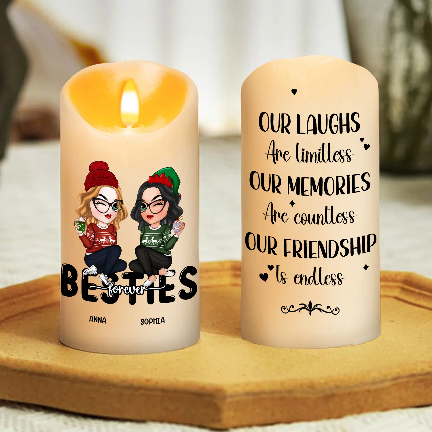 Friendship Is Endless - Personalized Custom LED Candle - Image 3
