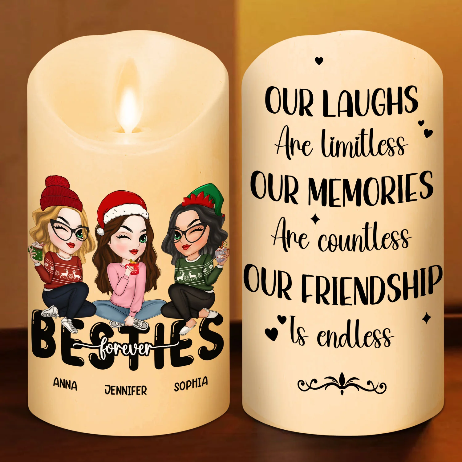 Friendship Is Endless - Personalized Custom LED Candle - Image 4