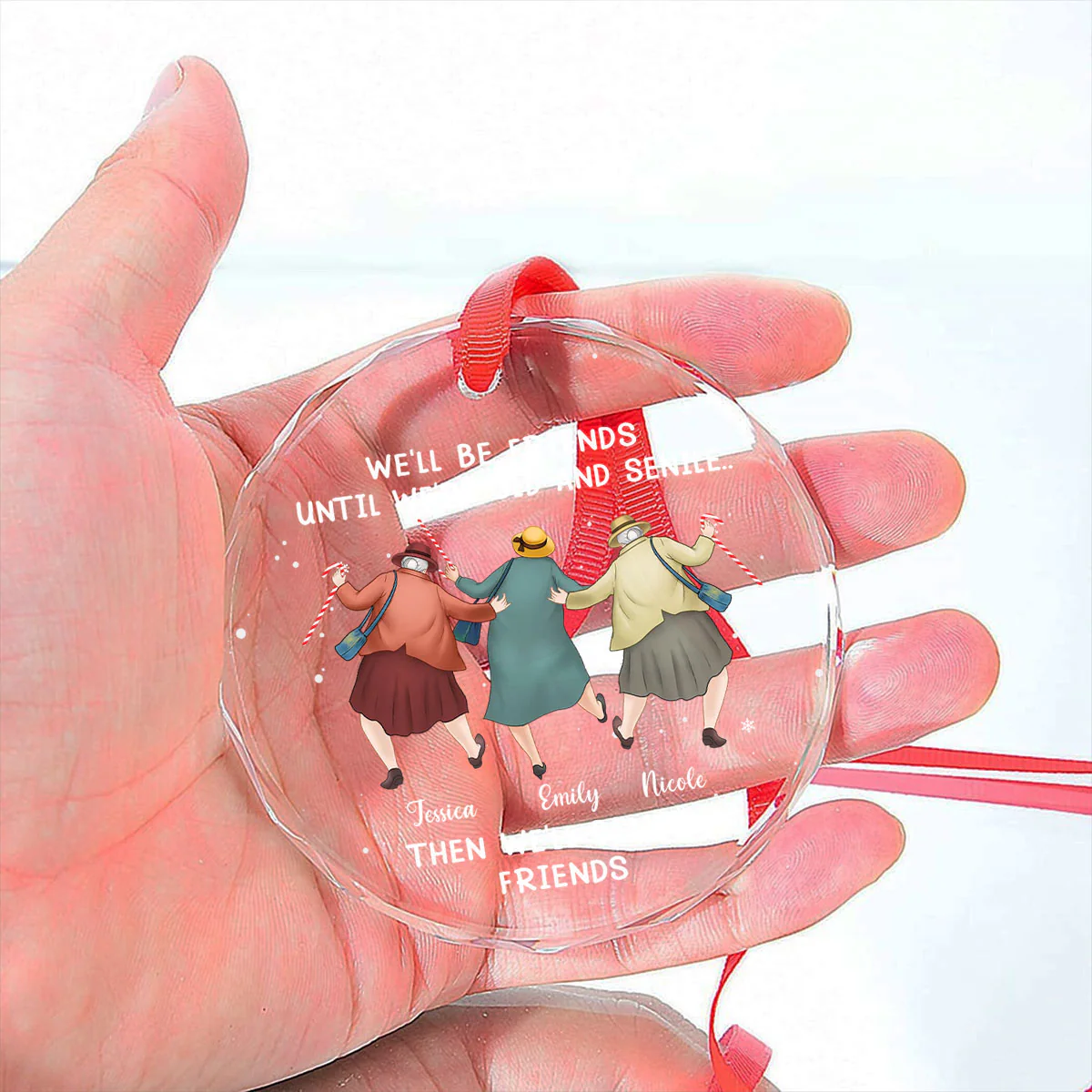 Friendship Never Gets Too Old - Personalized Custom Glass Ornament - Image 4