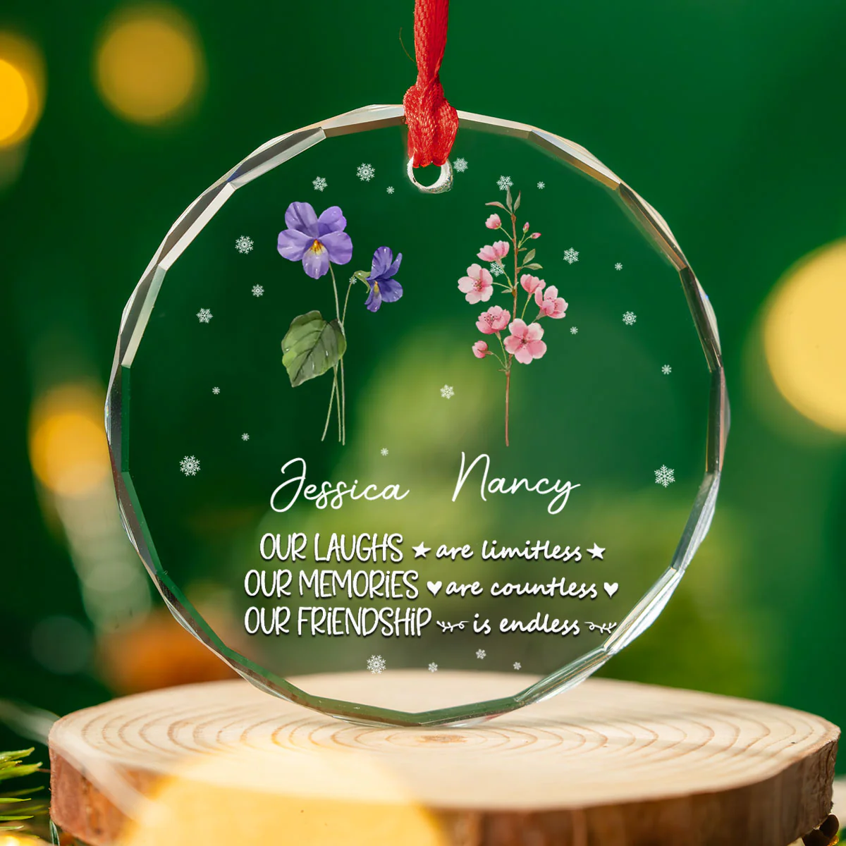 Friendship - Personalized Custom Glass Ornament - Image 2