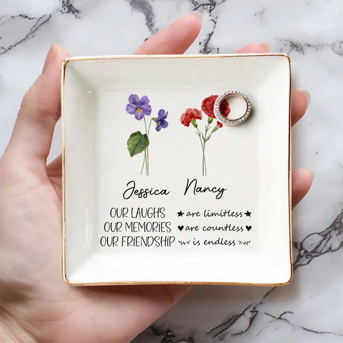 Friendship - Personalized Custom Jewelry Dish - Image 2