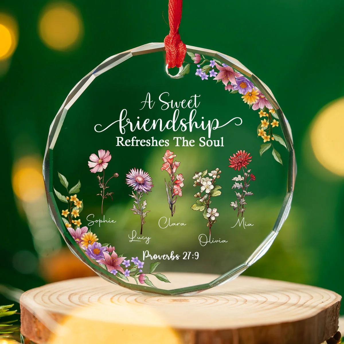Friendship Refreshes The Soul - Personalized Custom Glass Ornament - Image 4