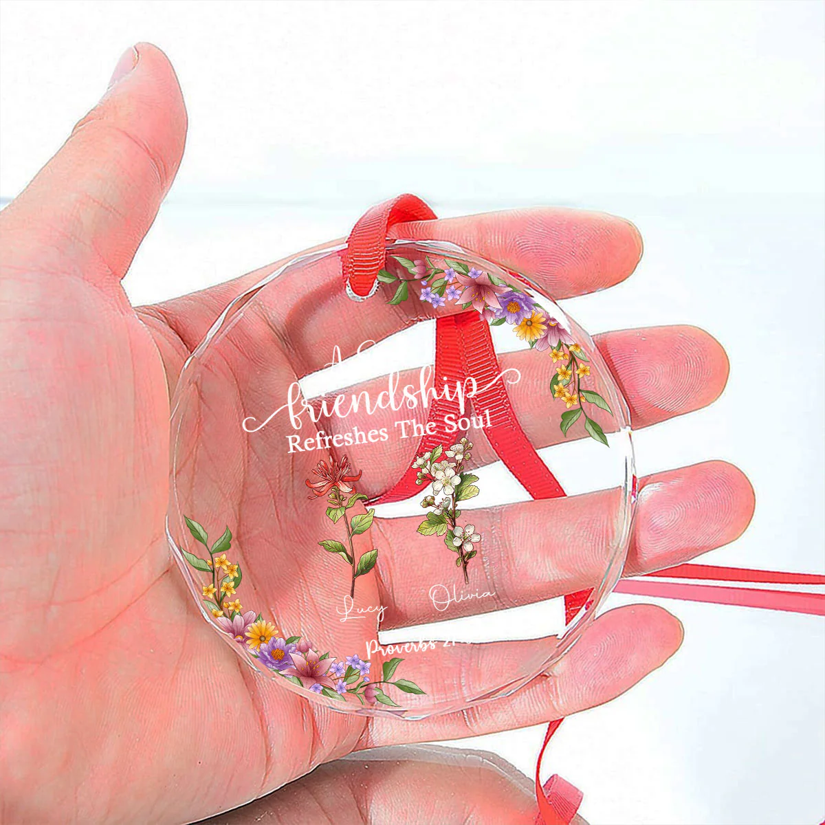 Friendship Refreshes The Soul - Personalized Custom Glass Ornament - Image 6