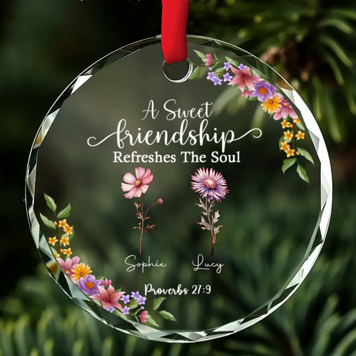 Friendship Refreshes The Soul - Personalized Custom Glass Ornament - Image 7
