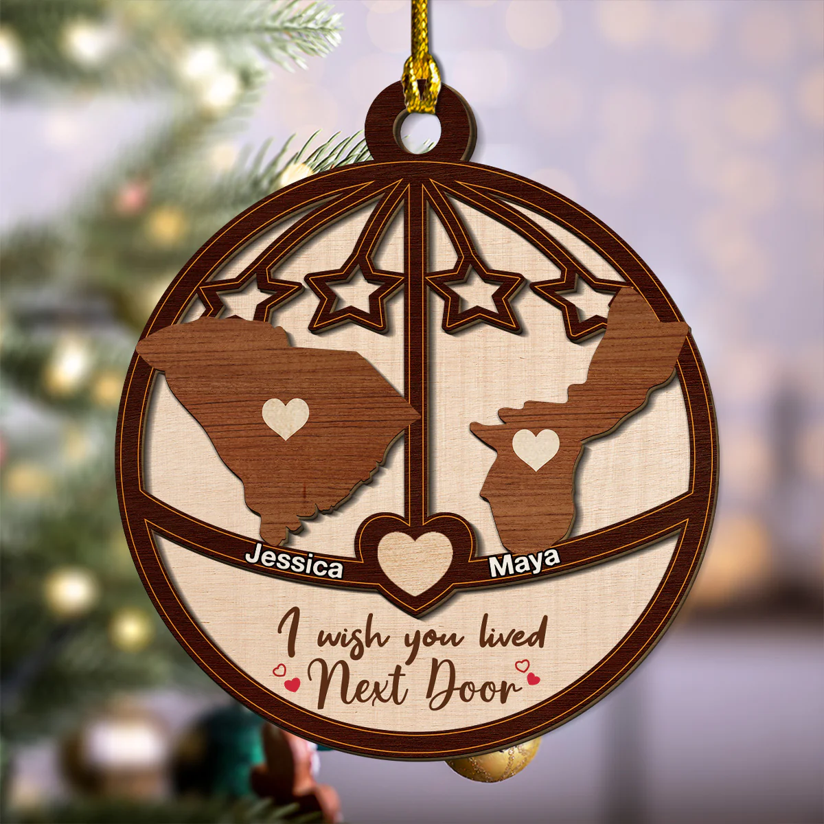 Friendship Without Limits - Personalized Custom 2-Layered Wood Ornament - Image 3