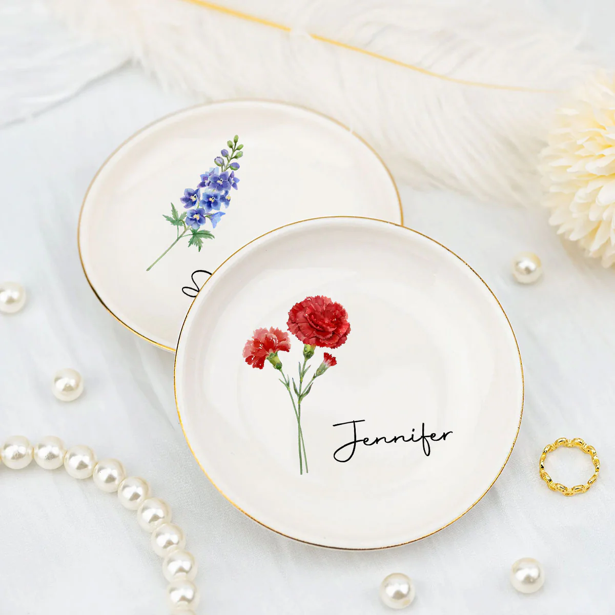 Friendships Are Evergreen And Blooming Eternal - Personalized Custom Jewelry Dish - Image 3