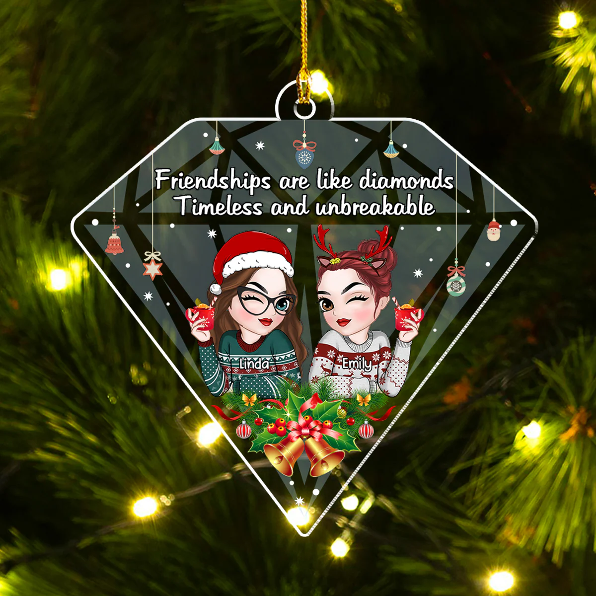 Friendships Are Like Diamonds - Personalized Custom Acrylic Ornament - Image 2