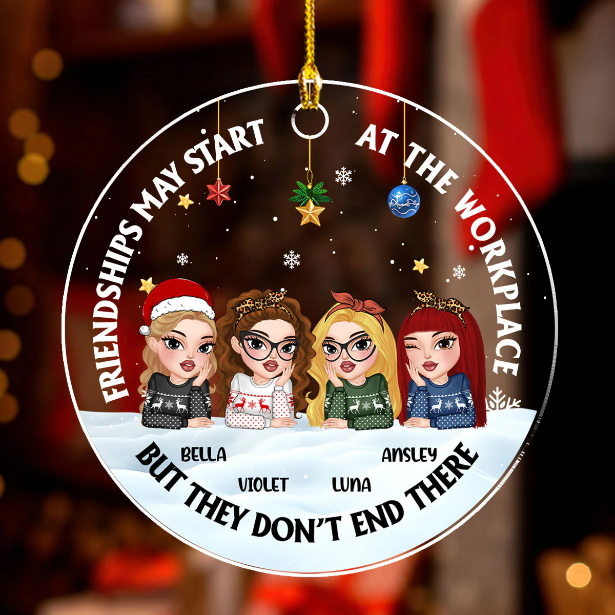 Friendships May Start At The Workplace - Personalized Custom Acrylic Ornament - Image 3